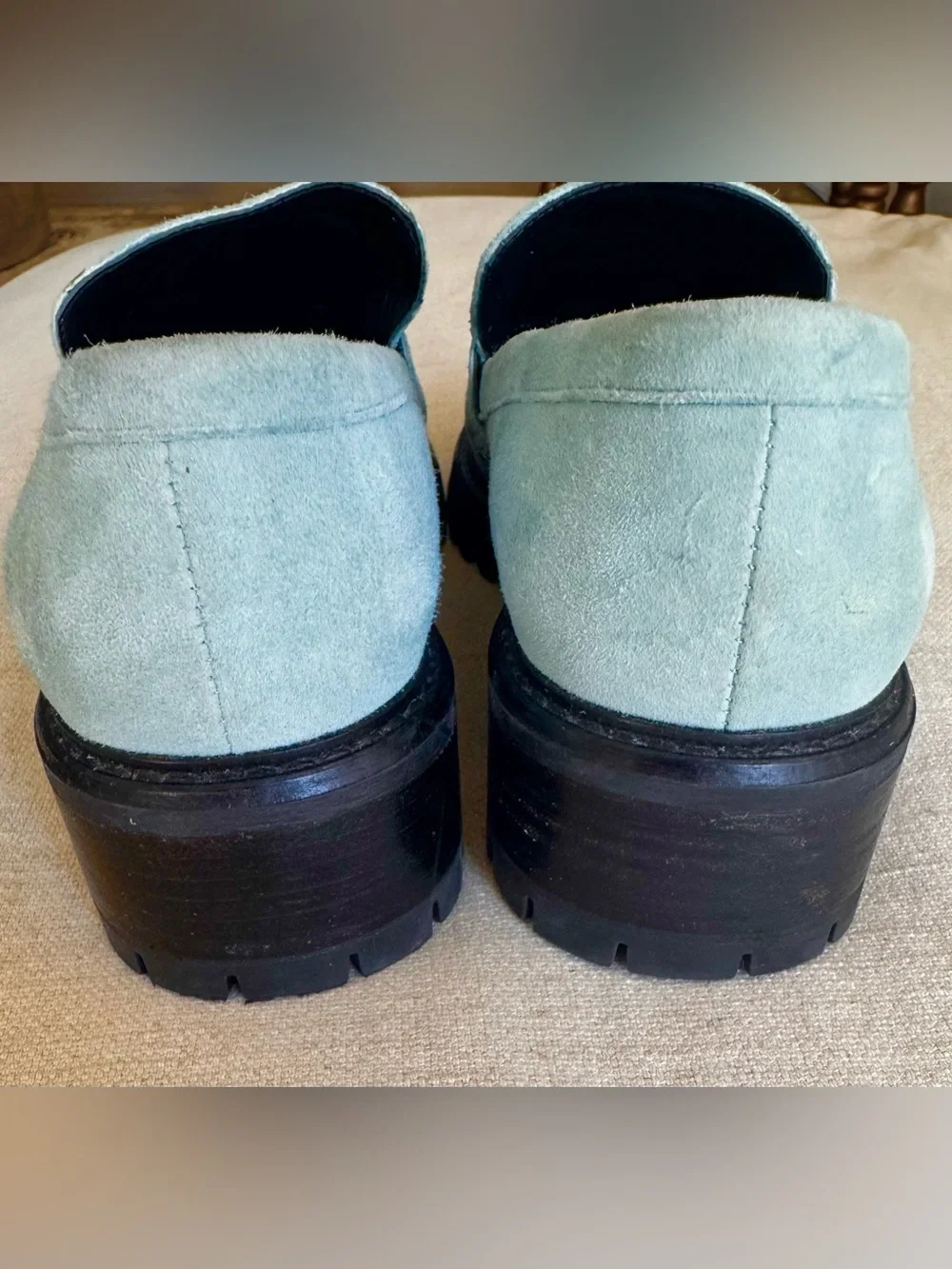 Maguire Sintra Powder Blue Suede Lug Sole Penny Loafers EU 38 Made in Portugal